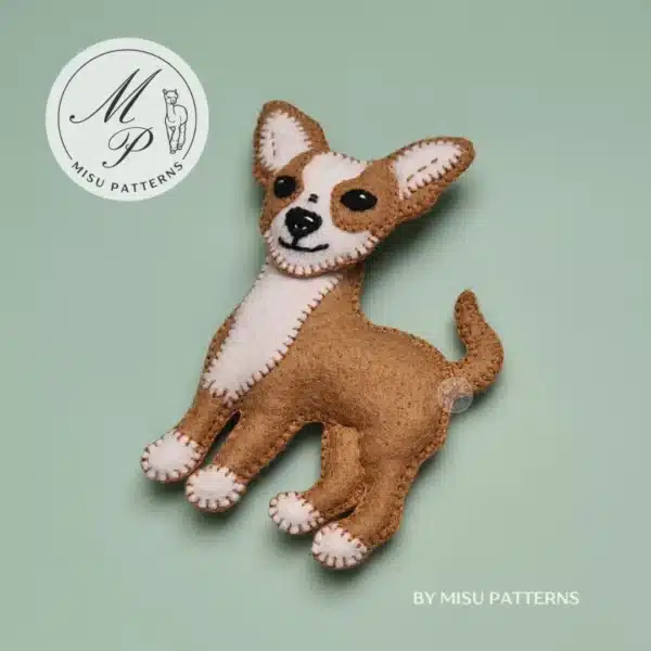 Left side view of the Chihuahua felt ornament