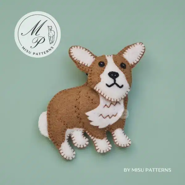 Corgi Dog felt ornament right side view PDF pattern