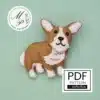 Corgi Dog felt ornament front view PDF pattern