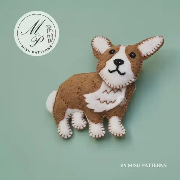 Corgi Dog felt ornament left side view PDF pattern