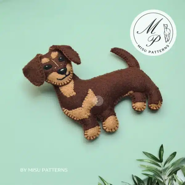 Dachshund Teckel Dog felt ornament left side view PDF pattern