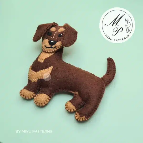 Dachshund Teckel Dog felt ornament right side view PDF pattern