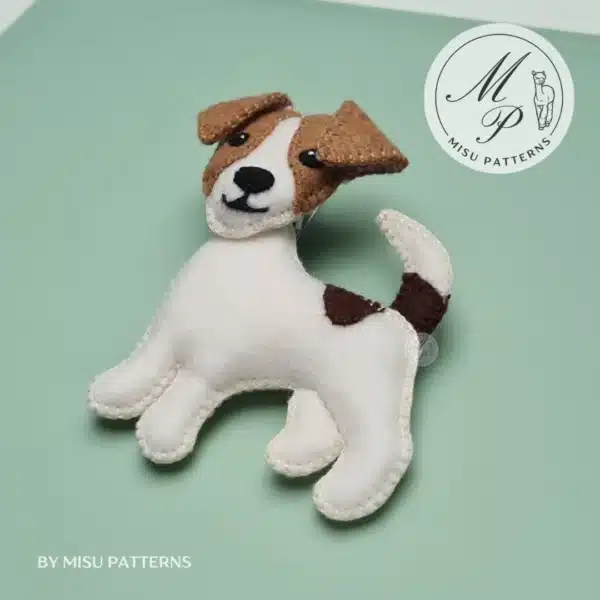 Jack Russell Terrier felt ornament hand-sewn PDF pattern