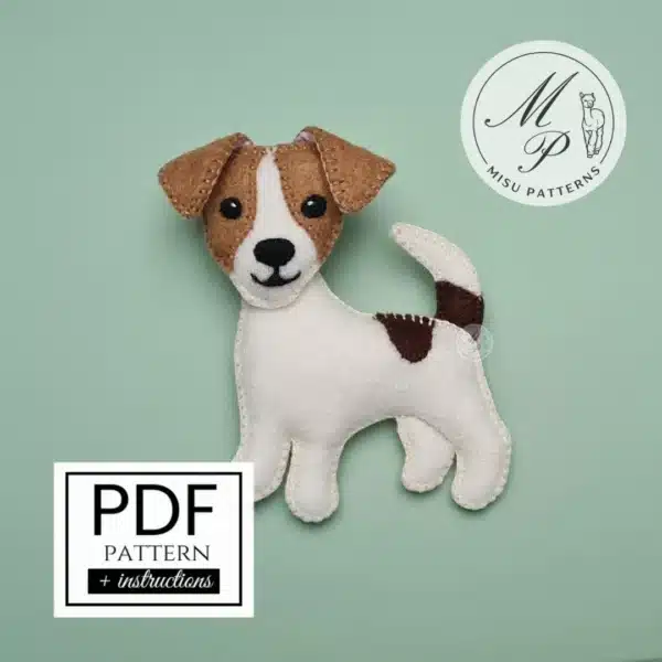 Jack Russell Terrier felt ornament hand-sewn PDF pattern