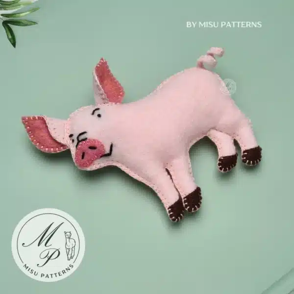 Pig Felt PDF Pattern – Left Side View