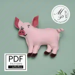 Pig Felt PDF Pattern – Front View
