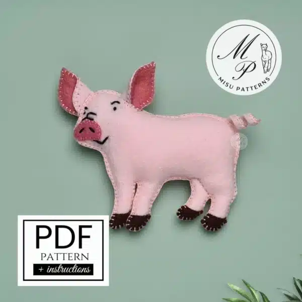 Pig Felt PDF Pattern – Front View