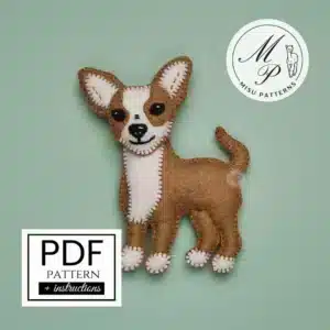 Front view of the Chihuahua dog felt ornament