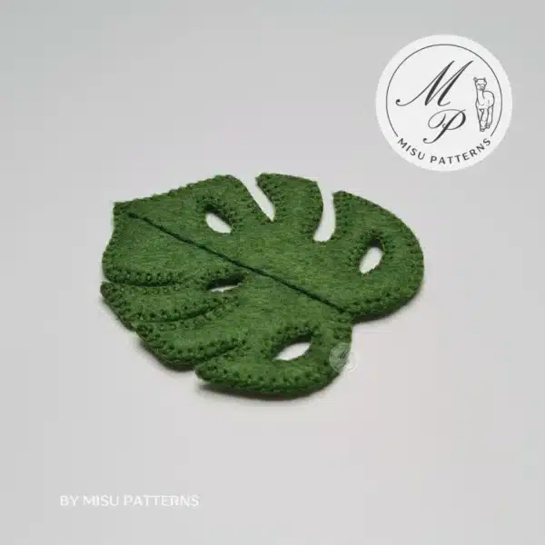 Monstera Leaf PDF Pattern – Right Side View Felt Ornament
