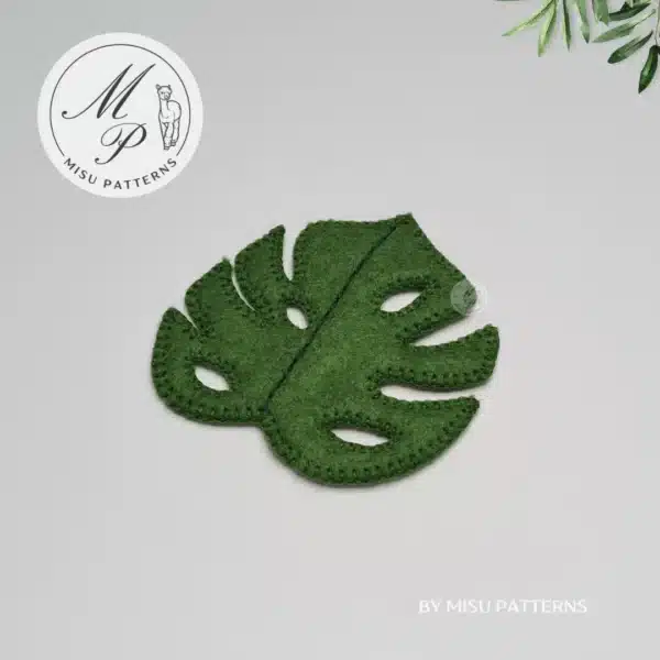 Monstera Leaf PDF Pattern – Left Side View Felt Ornament