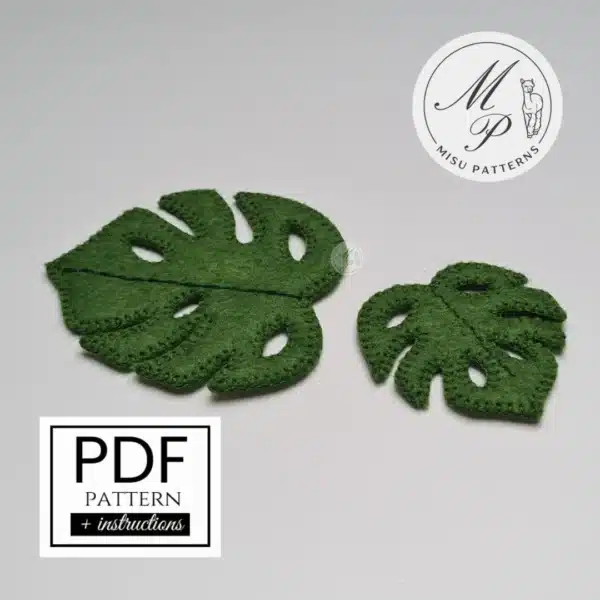 Monstera leaf felt ornament front view