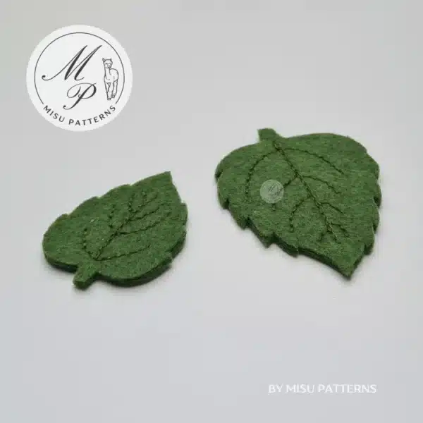 Front view of felt sunflower leaves