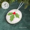Felt Ball Christmas Ornament – Left Side View Felt Ball Christmas Ornament PDF Pattern – Left Side View with Holly Leaves and Berries