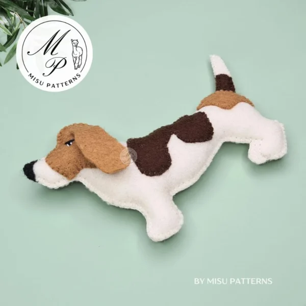Felt Basset Hound Dog Ornament PDF Pattern – Right Side View