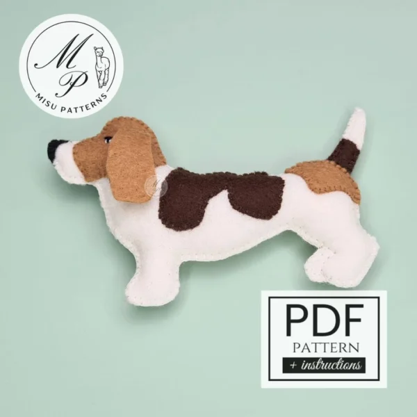 Basset Hound Dog Ornament PDF Pattern – Front View