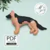 German Shepherd felt dog ornament front view – black and brown handmade sewing pattern PDF