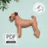 Irish Terrier dog felt ornament front view light brown with dark brown ear