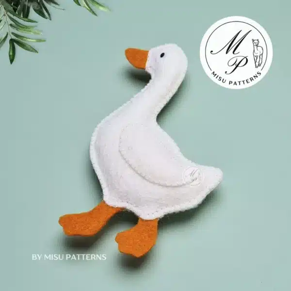 Left side view of goose felt sewing pattern finished ornament