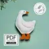 Curious Goose felt ornament – front view, full-size pattern, DIY sewing tutorial