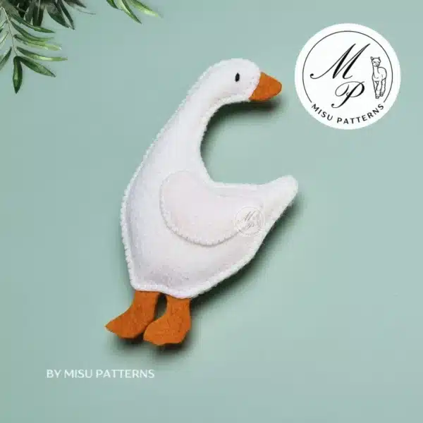Curious Goose felt ornament – left side view, full-size pattern, DIY sewing tutorial